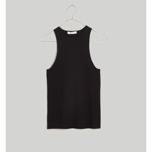 NWT! MADEWELL The Signature Knit Cutaway Sweater‎ Tank BLACK/M